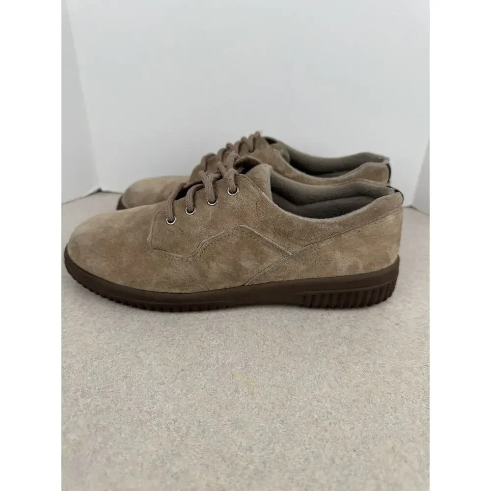 Women’s Wimzees Tan Shoes Lace Up Sued Leather Flat Comfort Size 6‎